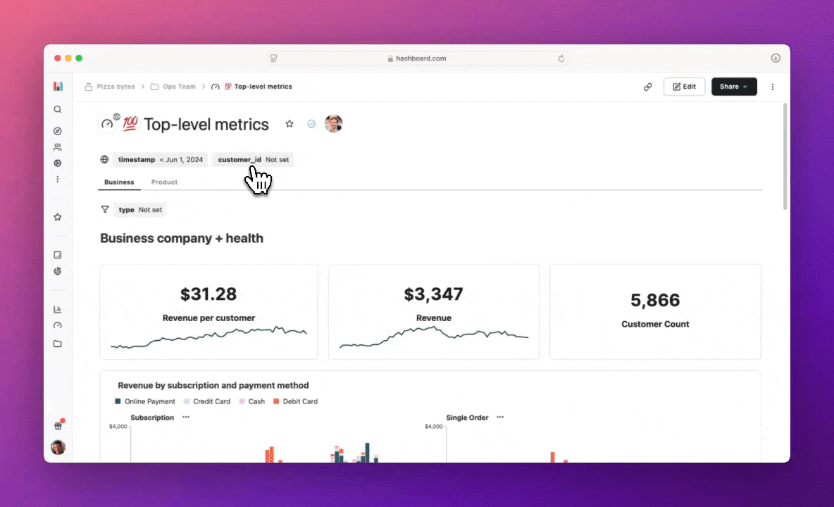 Animation of the new dashboard tabs